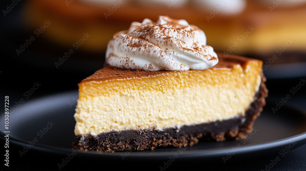 rich and creamy pumpkin cheesecake with a dollop of whipped cream and a dusting of cinnamon rich and creamy pumpkin cheesecake with a dollop of whipped cream and a dusting of cinnamon
