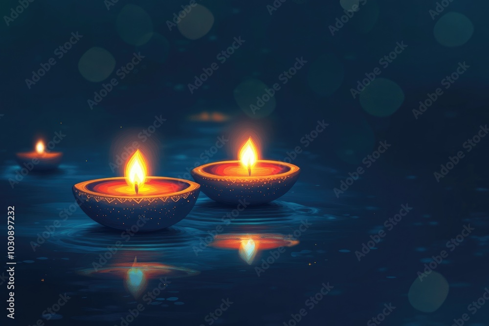Three candles on water Three candles on water