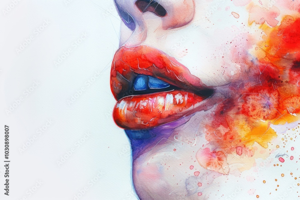Fototapeta premium Woman with red lips