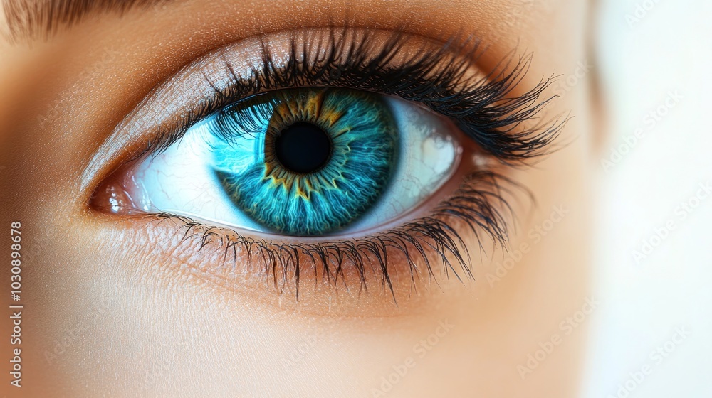 A striking turquoise eye captivates attention with its vibrant colors and details A striking turquoise eye captivates attention with its vibrant colors and details