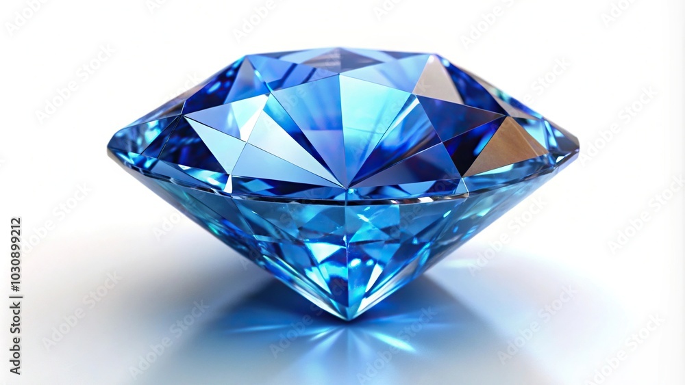 blue sparkling diamond on white background blue sparkling diamond on white background