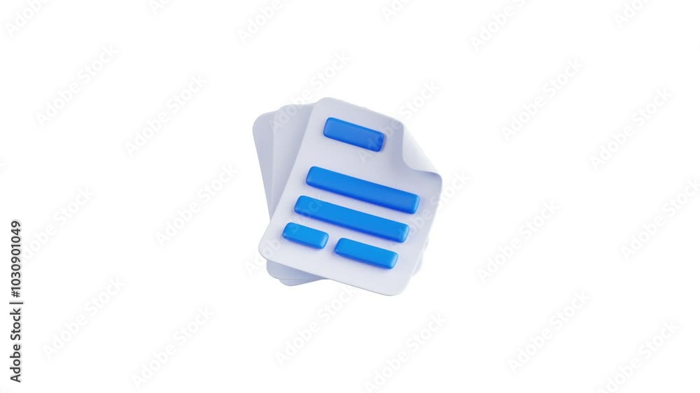 3D Icon Cute Document Animation 3D Icon Cute Document Animation