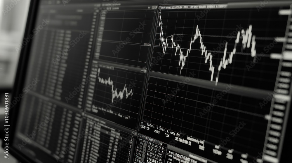 Naklejka premium Stock Market Data Displayed on a Computer Monitor