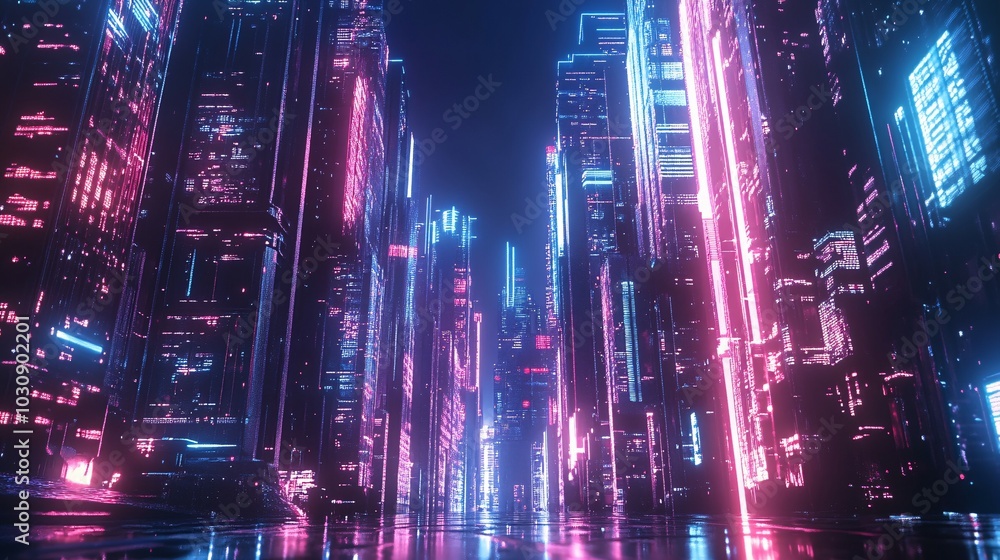 Neon Cityscape: A Futuristic View Neon Cityscape: A Futuristic View