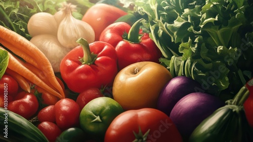 Vegetables and fruits background.