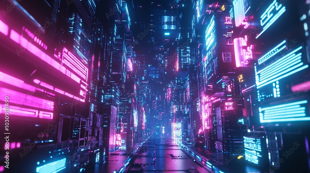 Neon Cityscape: Digital Dreamscape Neon Cityscape: Digital Dreamscape