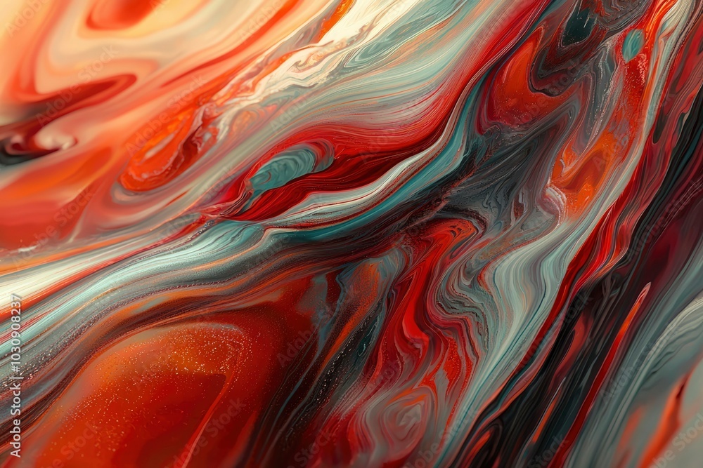 Obraz premium Abstract Swirling Red, Grey, and White Paint Texture