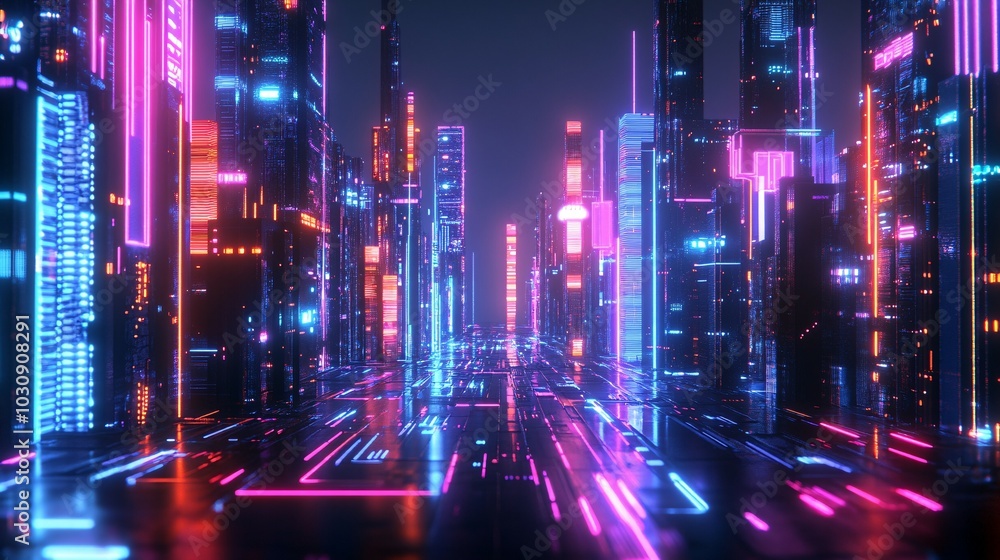 Futuristic Cityscape with Neon Lights Futuristic Cityscape with Neon Lights