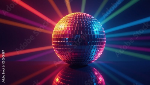 Disco Ball Vector Illustration with Shimmering Reflections photo