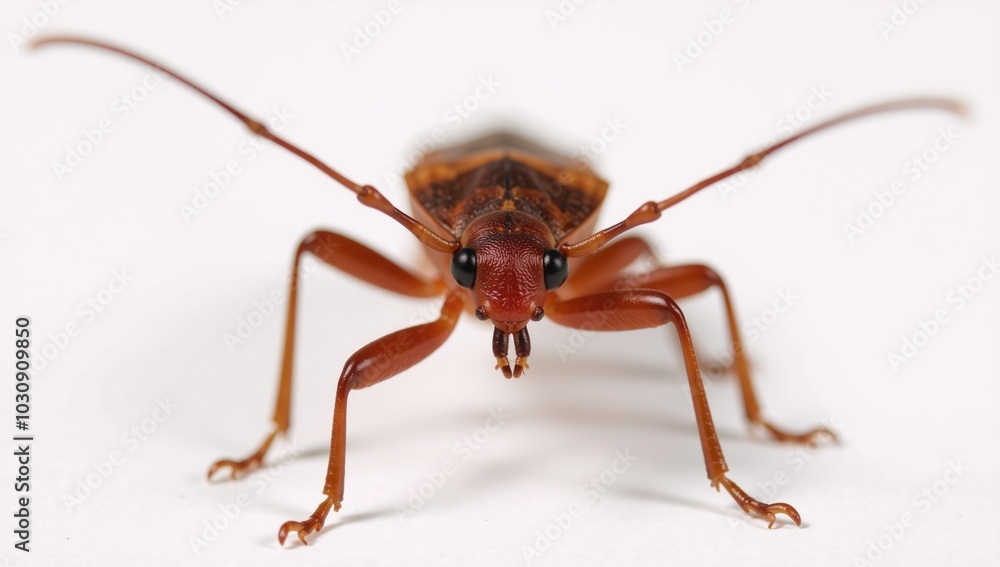 Naklejka premium A photographic depiction of a kissing bug with an emphasis on intricate details of its body structure