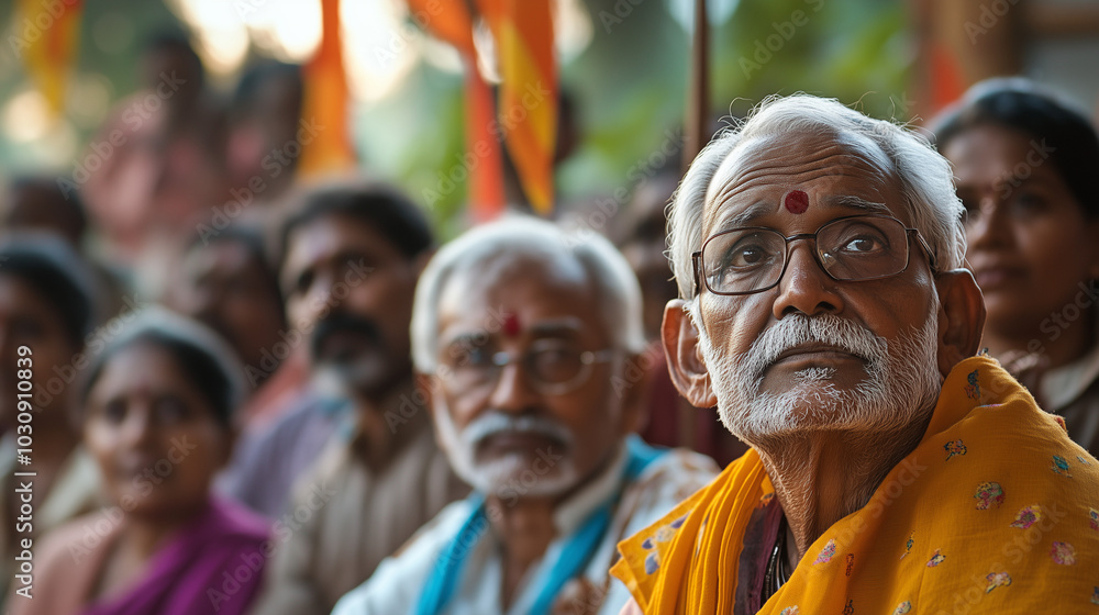 Guru Ghasidas Jayanti celebrations in Chhattisgarh, people from different generations gather at the village temple, faces full of solemnity and joy, Ai generated images Guru Ghasidas Jayanti celebrations in Chhattisgarh, people from different generations gather at the village temple, faces full of solemnity and joy, Ai generated images