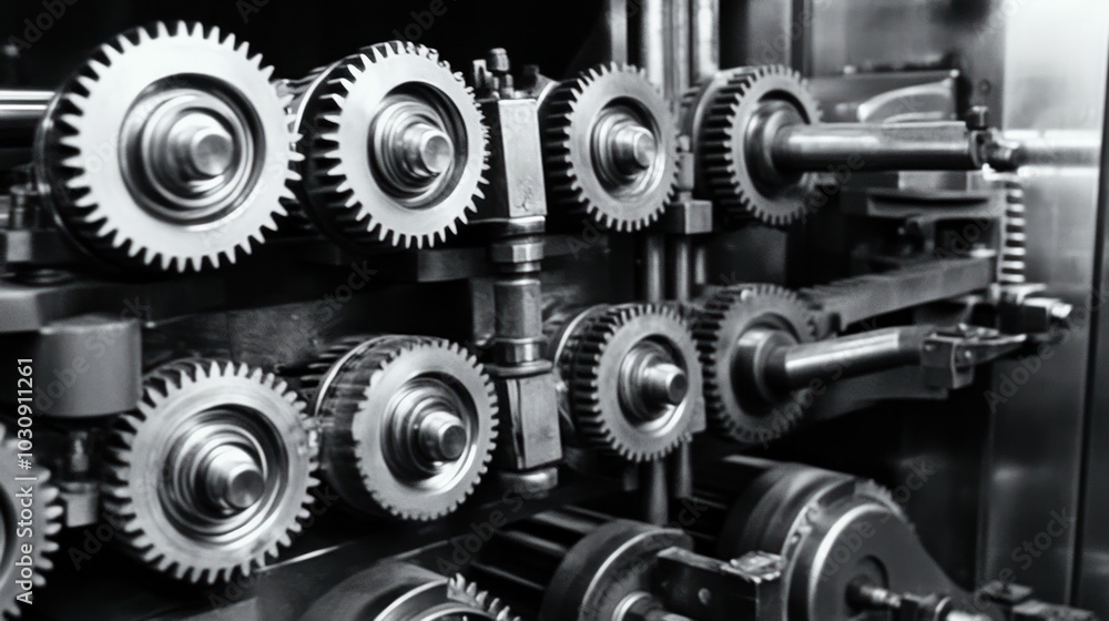 Close-up of Interlocking Gears in a Machine Close-up of Interlocking Gears in a Machine