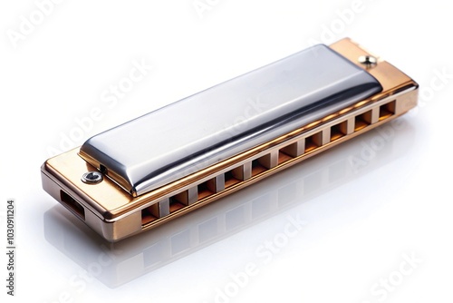 Diatonic harmonica silhouette on white background photo