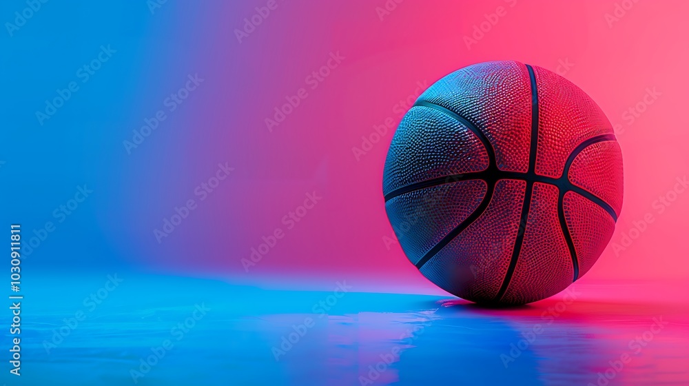 Basketball with blue light background Basketball with blue light background