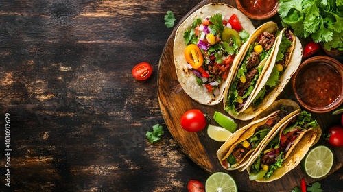 Maxican food on dark background.generative ai
