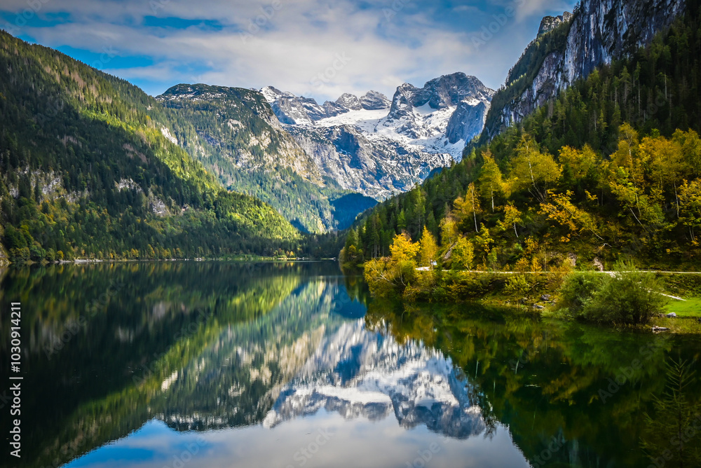 View on Dachstein from Vorderer Gosausee