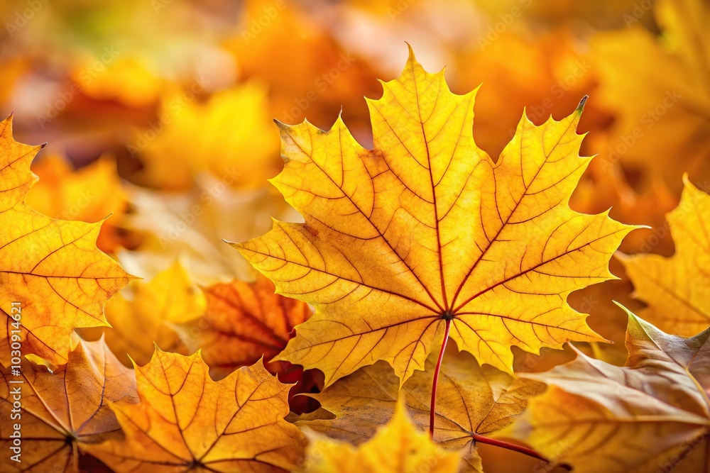 Extreme close-up of colorful yellow gold maple leaves in fall autumn backdrop Extreme close-up of colorful yellow gold maple leaves in fall autumn backdrop