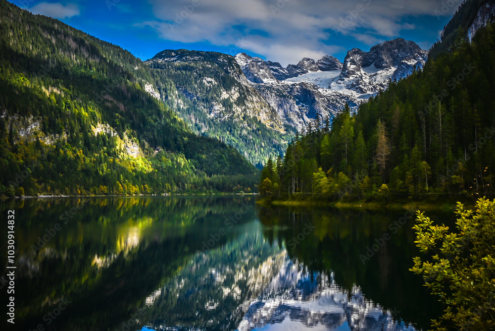 View on Dachstein from Vorderer Gosausee