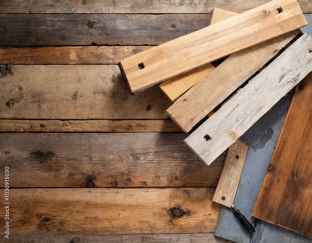 Varias tablas de madera sobre una mesa de madera Varias tablas de madera sobre una mesa de madera