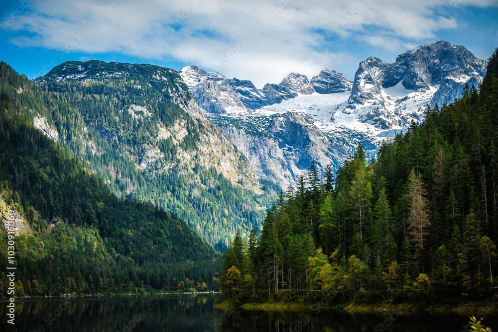 View on Dachstein from Vorderer Gosausee