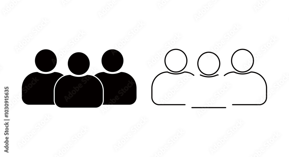 Outline, silhouette group of people icon Outline, silhouette group of people icon
