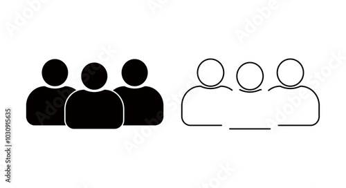 Outline, silhouette group of people icon 