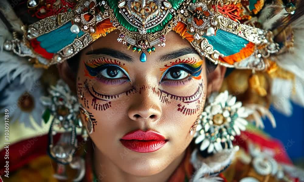 Woman in Traditional Costume with intricate Makeup Woman in Traditional Costume with intricate Makeup