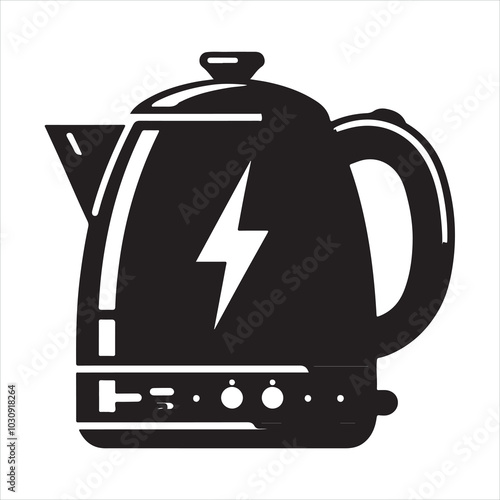 Electric kettle silhouette on white background
