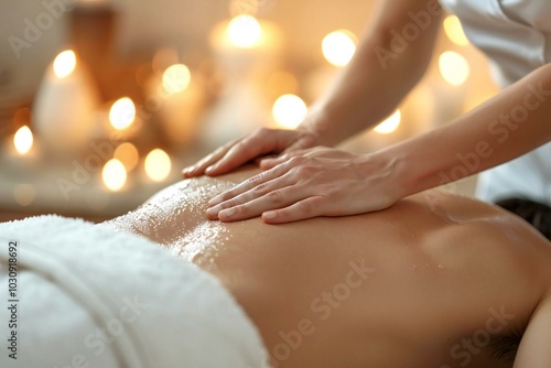 Wallpaper Mural Close-up shot of a woman's hands massaging a man's back in a serene spa setting. Torontodigital.ca