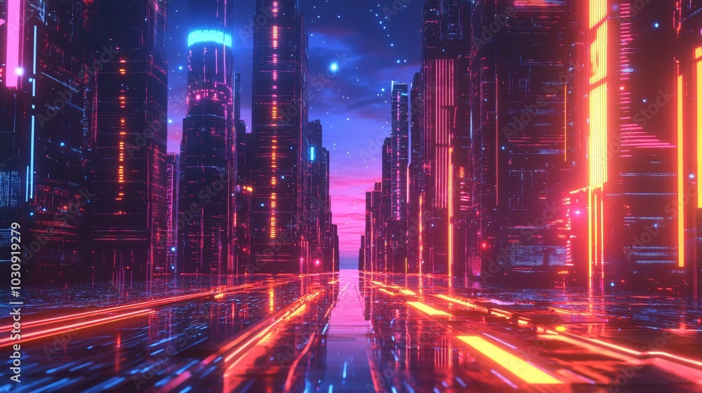 Neon Cityscape - A Futuristic Vision Neon Cityscape - A Futuristic Vision