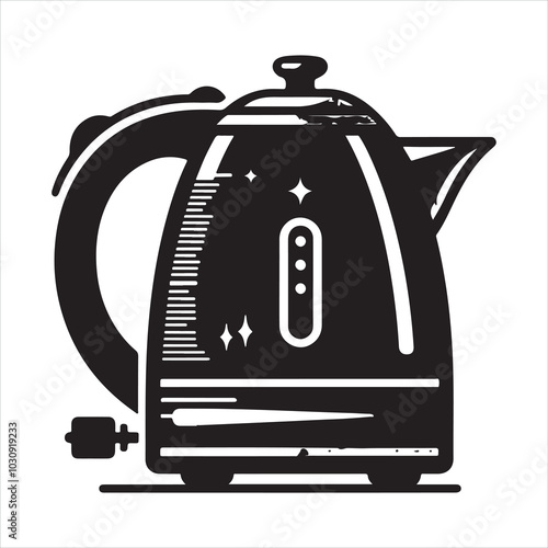Electric kettle silhouette on white background
