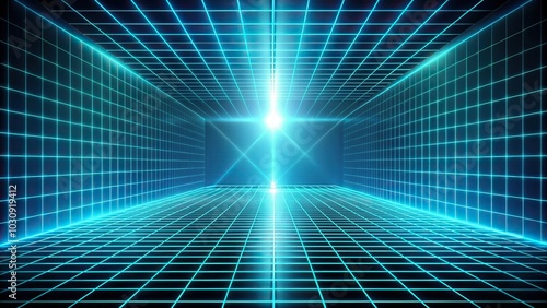 futuristic tron legacy inspired background with illuminated grid and shapes