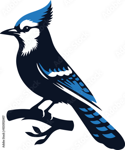 Beautiful Blue Jay Bird vector silhouette