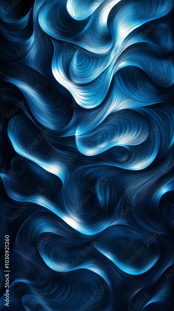 Obraz premium Abstract blue and black background with a wavy and flowing pattern, perfect for creating a sense of movement and energy