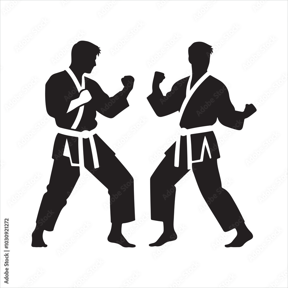 Karate silhouette on white background
Karate silhouette on white background