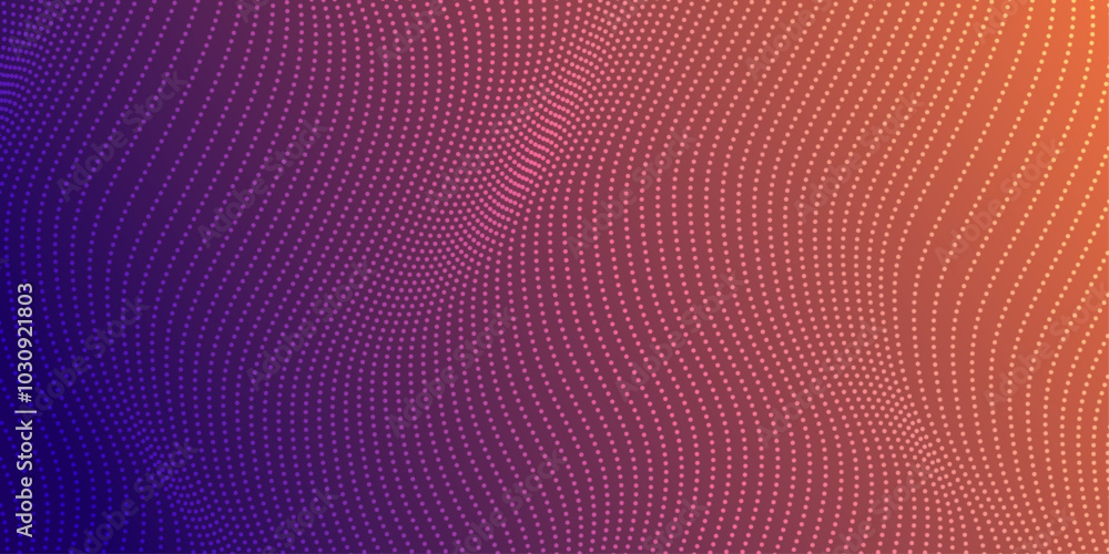 Purple and orange halftone wave effect background. Futuristic dotted and lines background. Technology background. For banners, presentations, wallpapers, flyers, posters. Purple and orange halftone wave effect background. Futuristic dotted and lines background. Technology background. For banners, presentations, wallpapers, flyers, posters.