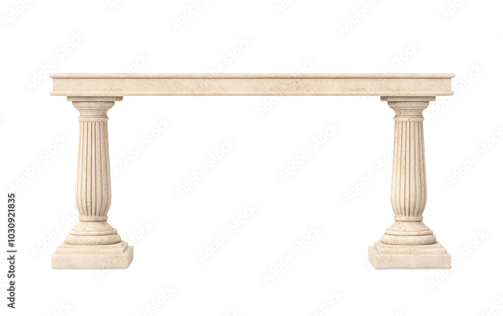 Elegant marble table with classic design, white isolated background. Transparent background. Elegant marble table with classic design, white isolated background. Transparent background.