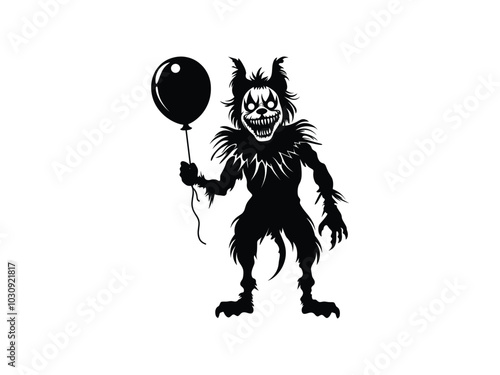 Creepy Clown Dog Silhouettes – Halloween Horror Balloon Designs for Spooky Projects photo