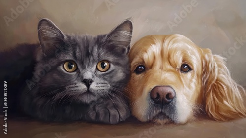 British cat and Golden Retriever