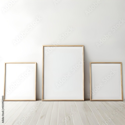 Minimalist frame mockup in natural settings, wooden textures, soft lighting, and simple decor. Ideal for artwork, photography, prints, modern environment with a cozy, rustic vibe