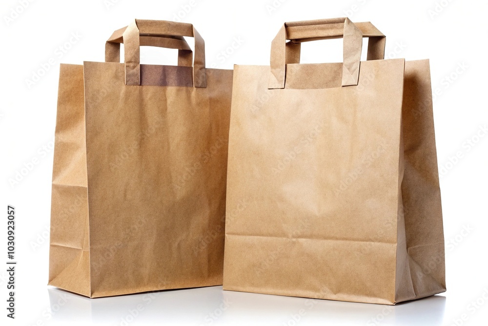Insulated brown paper bag with handle on white background, shot in various angles Insulated brown paper bag with handle on white background, shot in various angles