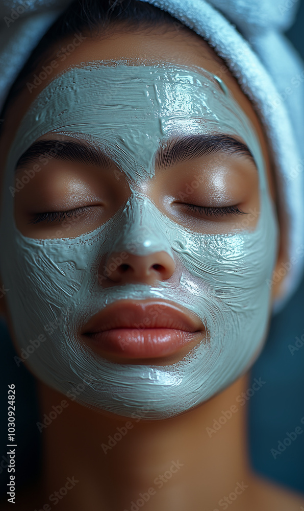 Woman with Face Mask Relaxing with Eyes Closed Woman with Face Mask Relaxing with Eyes Closed