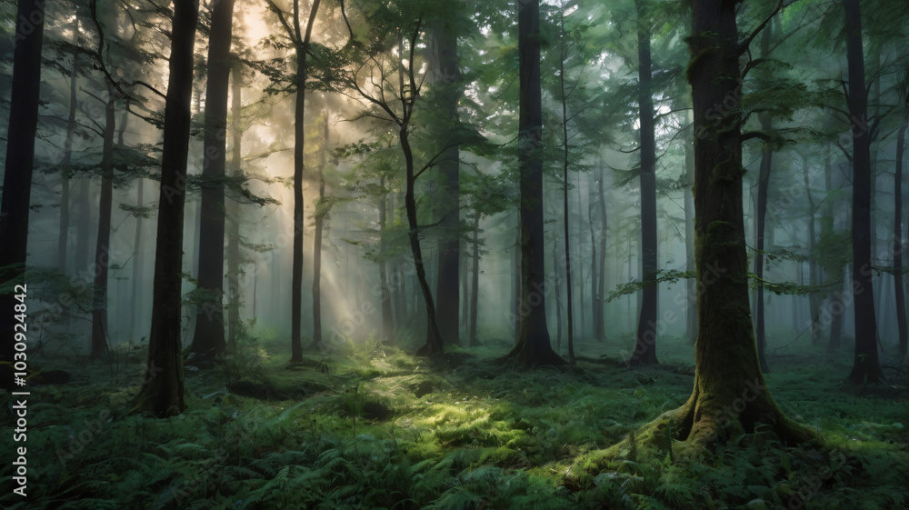 Fototapeta premium misty morning in the forest