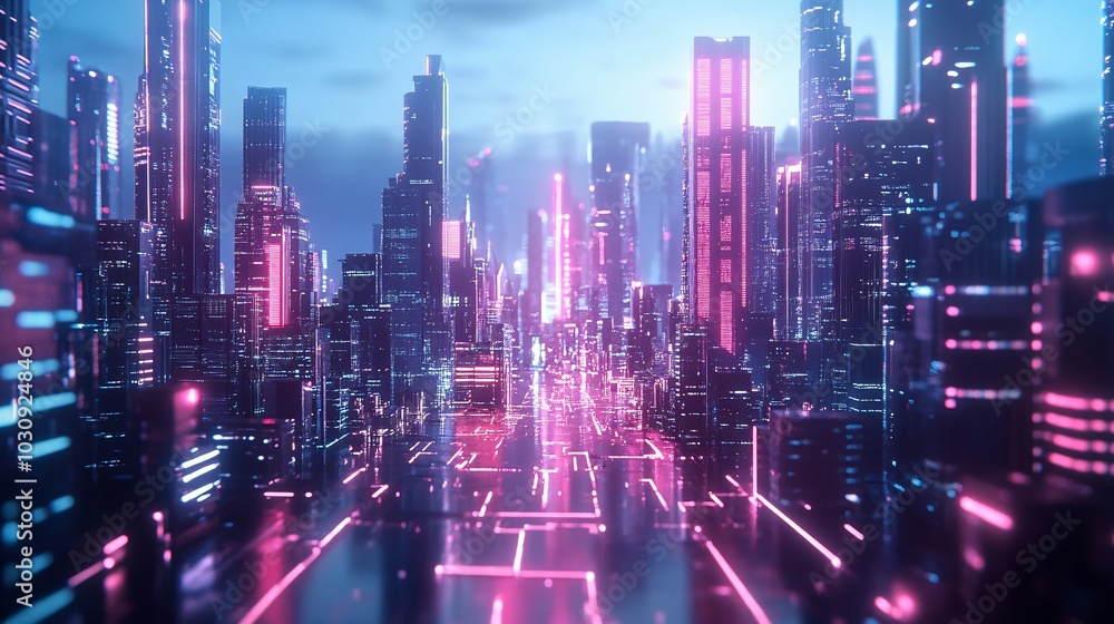 Neon Cityscape: A Futuristic Digital Metropolis Neon Cityscape: A Futuristic Digital Metropolis