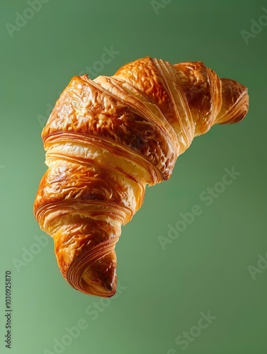 croassaint floating on green background