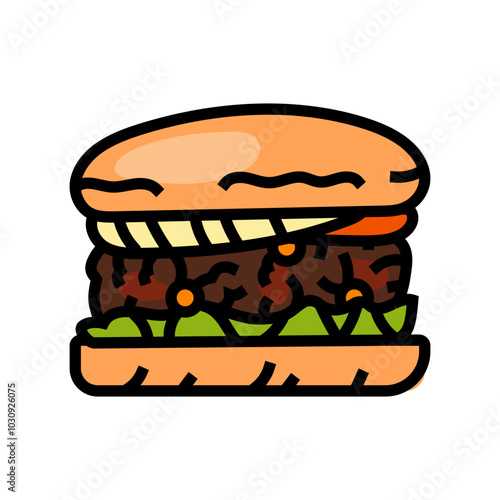 black bean burger food color icon vector. black bean burger food sign. isolated symbol illustration