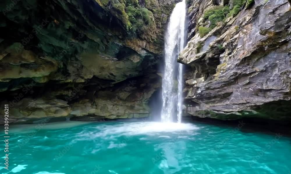 waterfall in the mountains, waterfall in the forest, waterfall in the mountains, waterfall in the forest,