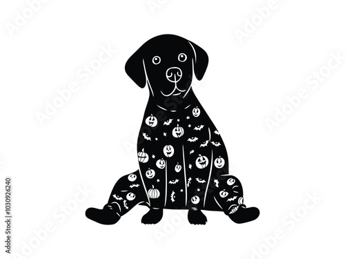 Dog in Halloween Pajamas Silhouettes - Cute Pet Designs for Halloween