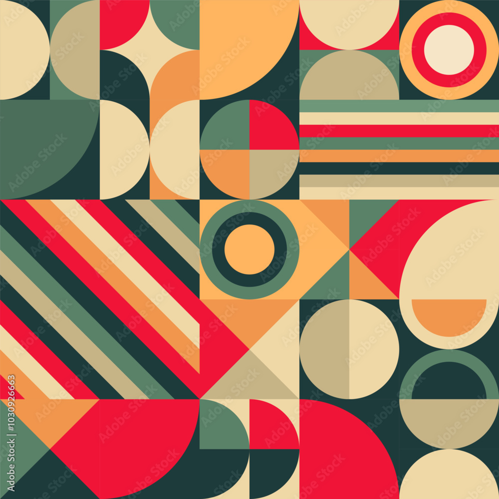 Geometric Christmas Wrapping Paper with Retro Holiday Colors Geometric Christmas Wrapping Paper with Retro Holiday Colors
