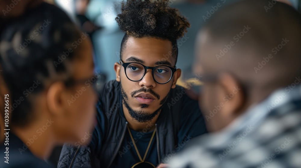 Close-up of diverse professionals engaged in an intense discussion